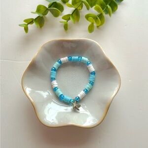 Blue and White Beaded Starfish Bracelet